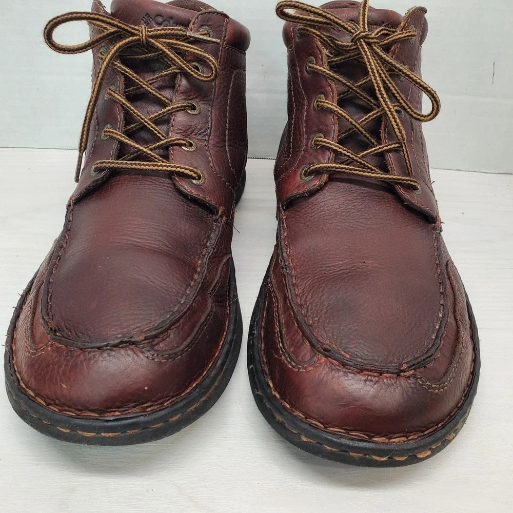 Columbia Wayne Mens 13 US Leather Ankle Boots Lace Up Brown Comfort System